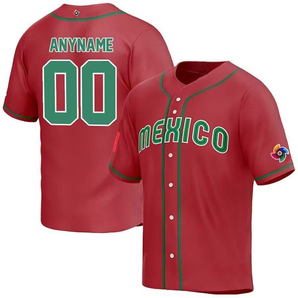 Men's Mexico Baseball ACTIVE PLAYER Custom 2023 Red World Baseball Classic Stitched Jersey Men's Mexico Baseball ACTIVE PLAYER Custom 2023 Red World Baseball Classic Stitched Jersey
